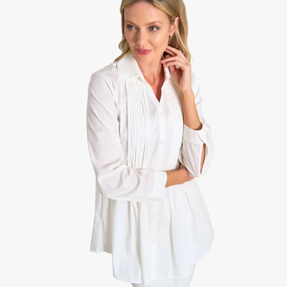 NEW STELLA CARAKASI Pintuck Tunic Soft White Women's XS - Picture 5 of 9